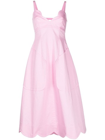 oroton scallop-detail midi dress - pink