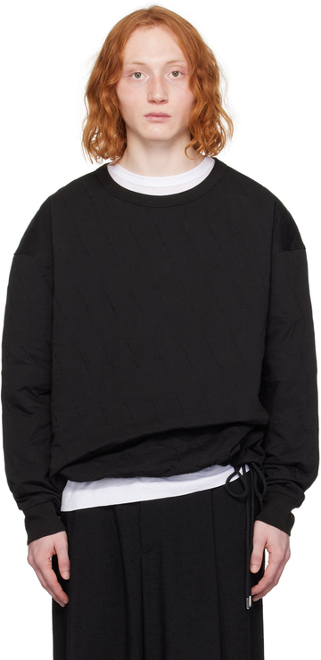 dries van noten black quilted sweatshirt