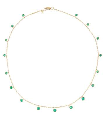 Octavia Elizabeth 18kt gold necklace with emeralds in green