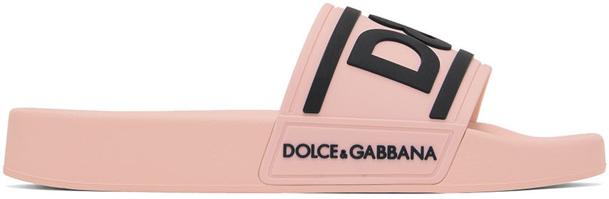 Dolce & Gabbana Pink Bonded Slides in nero
