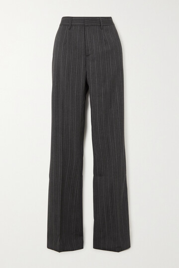 alessandra rich - striped wool-blend straight-leg pants - gray
