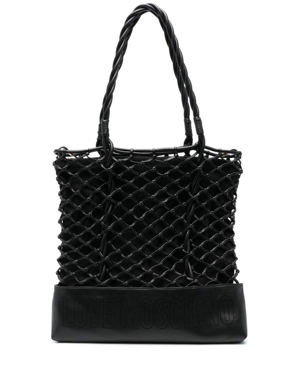 Love Moschino woven faux-leather tote - Black