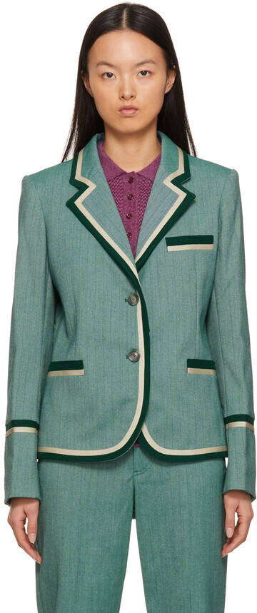 Marc Jacobs Green 'The Tipped Pinstripe' Blazer in mint