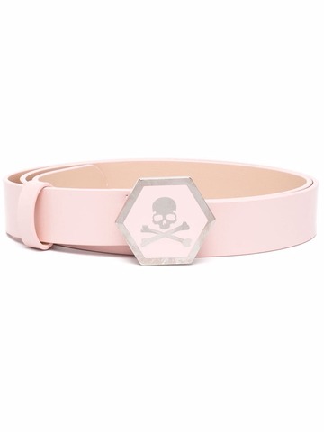 philipp plein skull-motif leather belt - pink