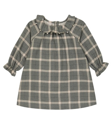 Bonpoint Baby Teale checked cotton dress in grey