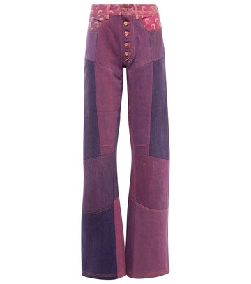 Marine Serre Paneled high-rise wide-leg jeans in purple
