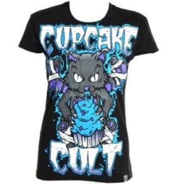 t-shirt,cupcake cult,emo,black,blue,cute,scene,zombie,cats