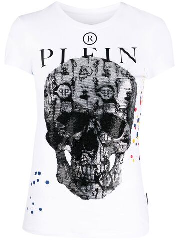 philipp plein skull-print cotton t-shirt - white