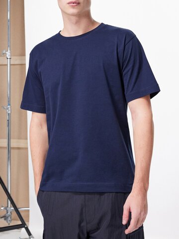 dries van noten - hertz organic-cotton t-shirt - mens - navy