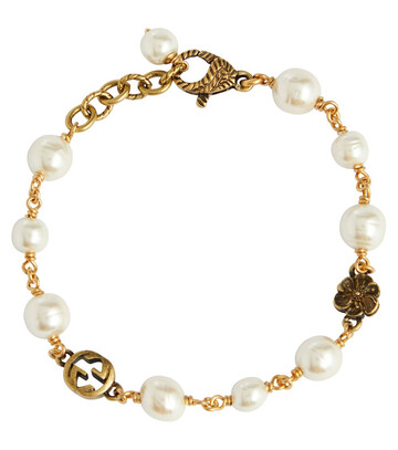 Gucci GG bracelet with faux pearls in gold