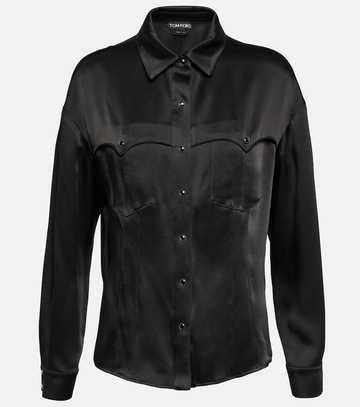 tom ford satin shirt in black