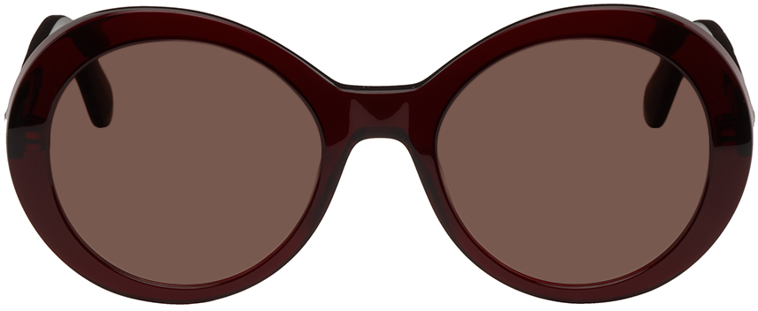Stella McCartney Burgundy Falabella Pin Round Sunglasses