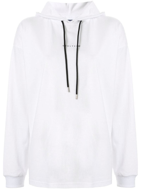 1017 ALYX 9SM drawstring logo hoodie in white