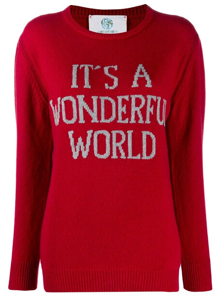 Alberta Ferretti slogan sweater in red
