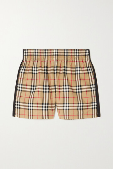 burberry - striped checked cotton-blend shorts - neutrals