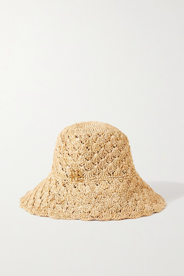 ruslan baginskiy - embellished crocheted straw bucket hat - neutrals