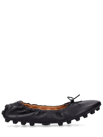 tod's 10mm ballerina des gommini leather flats in black