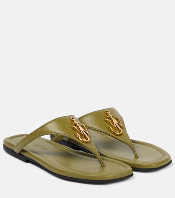 jw anderson anchor leather thong sandals in green