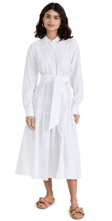 Marissa Webb Layne Linen Tuxedo Dress in white