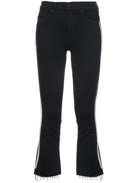 Mother cropped racer jeans in black