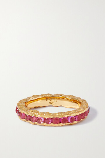 Pacharee - Hammered Gold-plated Ruby Ring - 52 in red