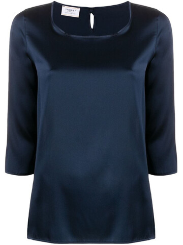 Snobby Sheep 3/4 sleeves round-neck blouse in blue