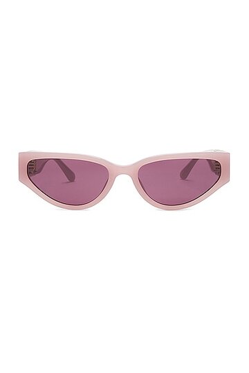 linda farrow tomie sunglasses in rose in gold / lilac