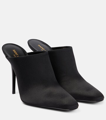 saint laurent gianna 105 satin and leather mules in black