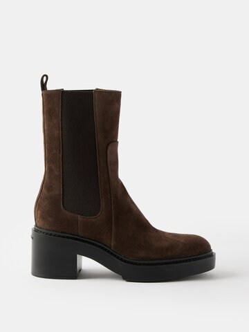 santoni - haleyone 50 suede chelsea boots - womens - dark brown