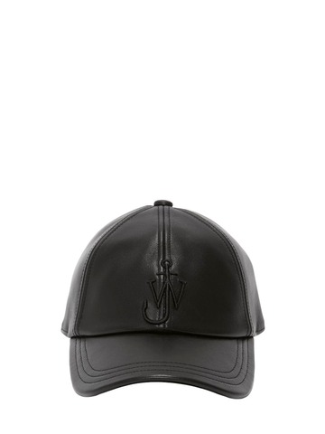 jw anderson nappa leather baseball cap in black