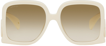 gucci off-white oversized square side bar acetate sunglasses in ivory
