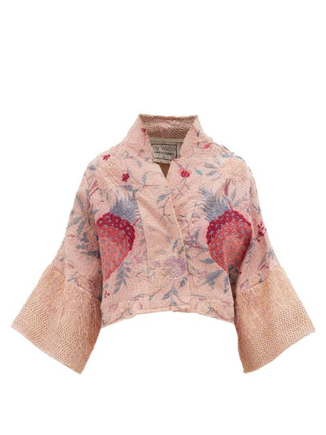By Walid - Lamia Floral Embroidered Silk Jacket - Womens - Pink