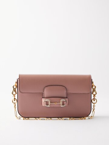 gucci - 1955 horsebit leather small cross-body bag - womens - dusty pink