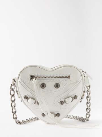 balenciaga - le cagole heart mini leather cross-body bag - womens - white