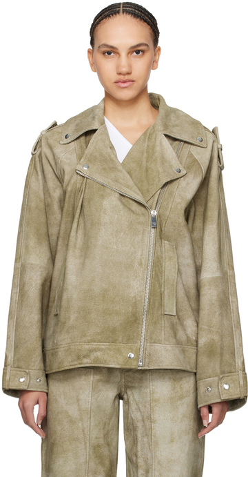 remain birger christensen taupe faded leather jacket