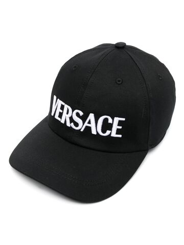 versace logo-embroidered baseball cap - black