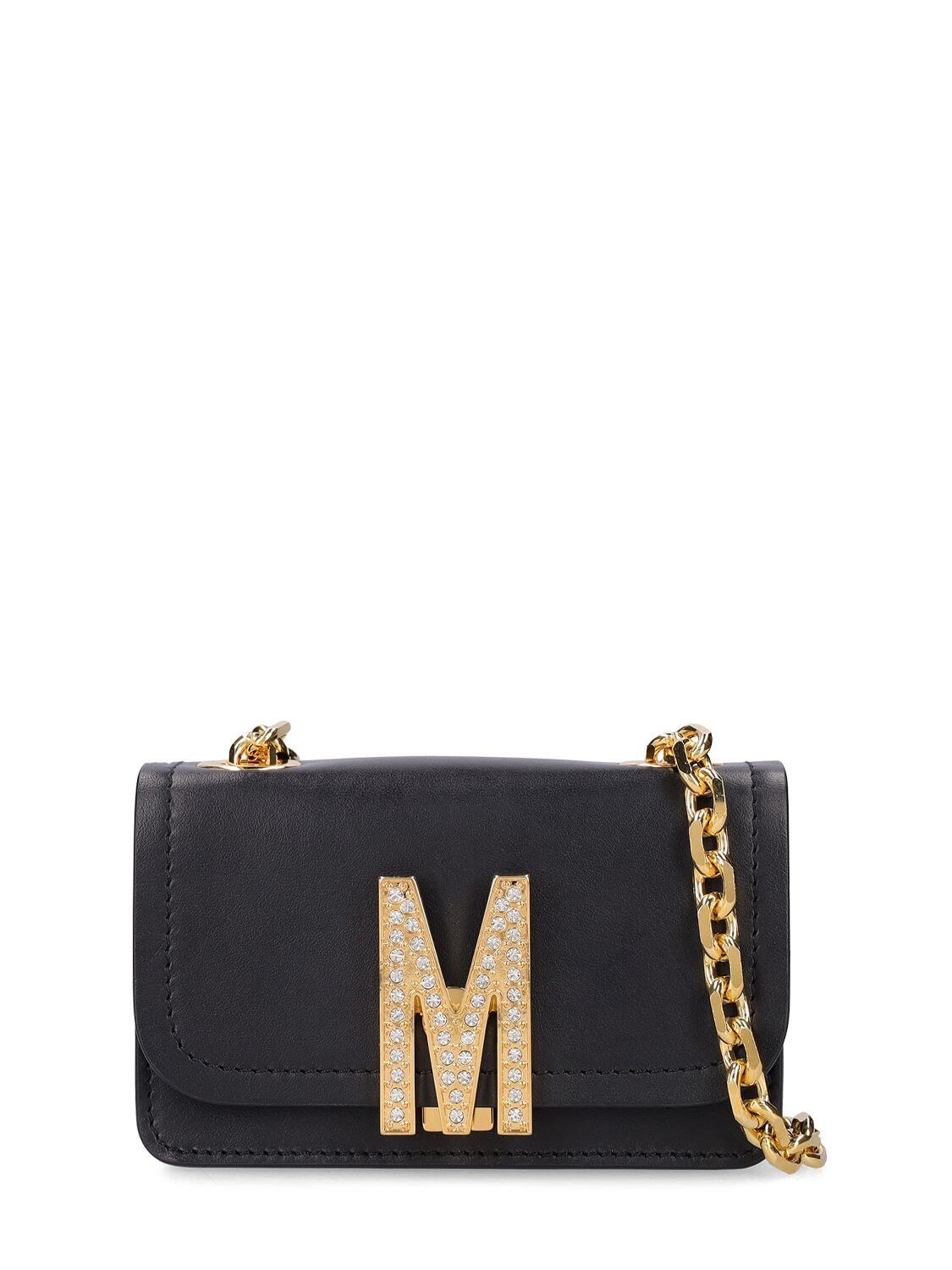 MOSCHINO Leather Shoulder Bag in black
