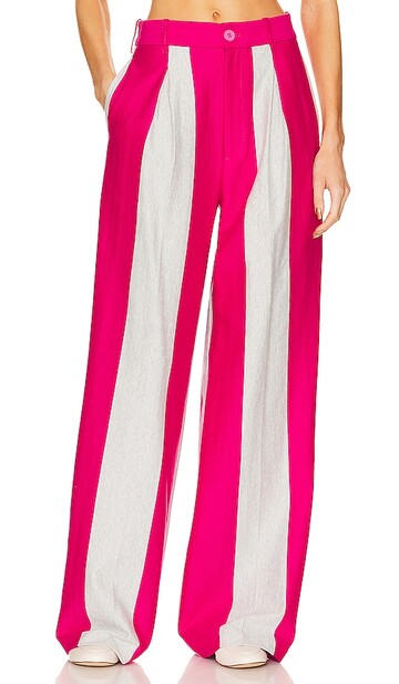 Helsa Rugby Pleated Pant in Fuchsia in grey / pink