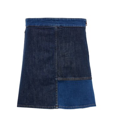 see by chloé patchwork denim miniskirt in blue