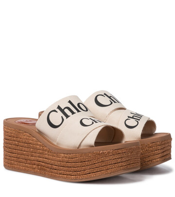 ChloÃ© Woody canvas platform espadrille sandals in white