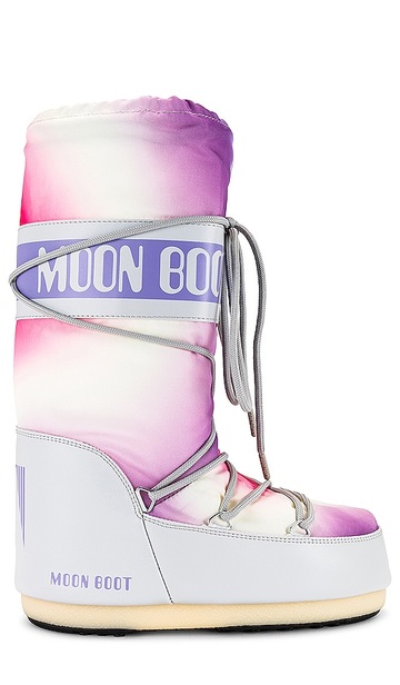 moon boot icon tie dye boot in purple in grey