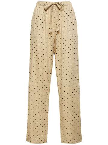 UNDERPROTECTION Fie Up Satin Pajama Pants in ivory / multi
