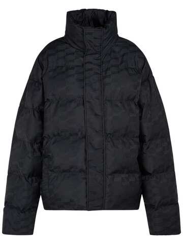 balenciaga monogram jacquard nylon puffer jacket in black