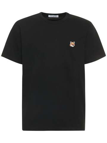 maison kitsuné fox logo cotton jersey t-shirt in black
