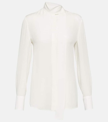 valentino bow-tie neck silk georgette blouse in white