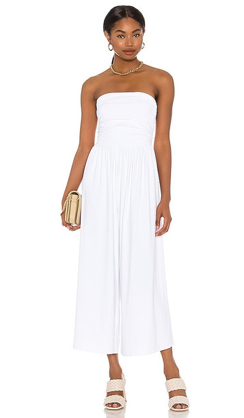 Susana Monaco Strapless Ruched Jumpsuit in White
