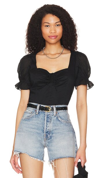 1. state puff sleeve sweetheart top in black