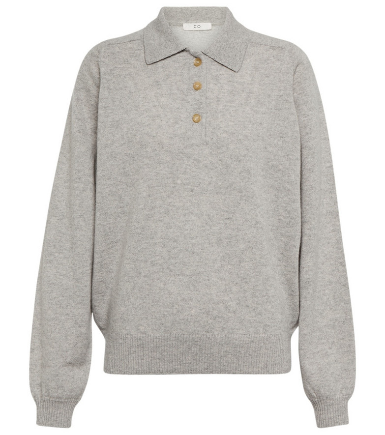 Co Cashmere polo top in grey
