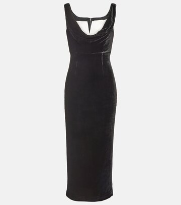 roland mouret off-shoulder velvet midi dress in black