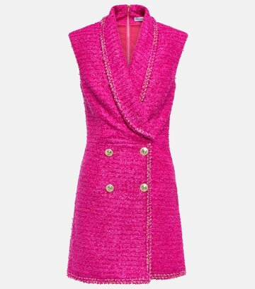 Rebecca Vallance Double-breasted tweed minidress in pink
